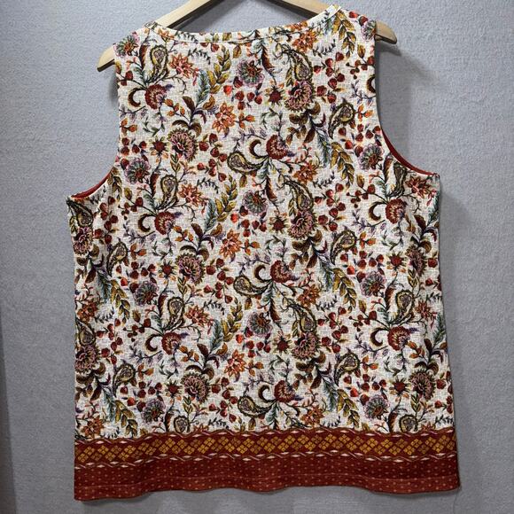 CJ Banks Sleeveless Floral Paisley Lined Tunic Top 1X Boho Indie Cottage Classic - Picture 3 of 7